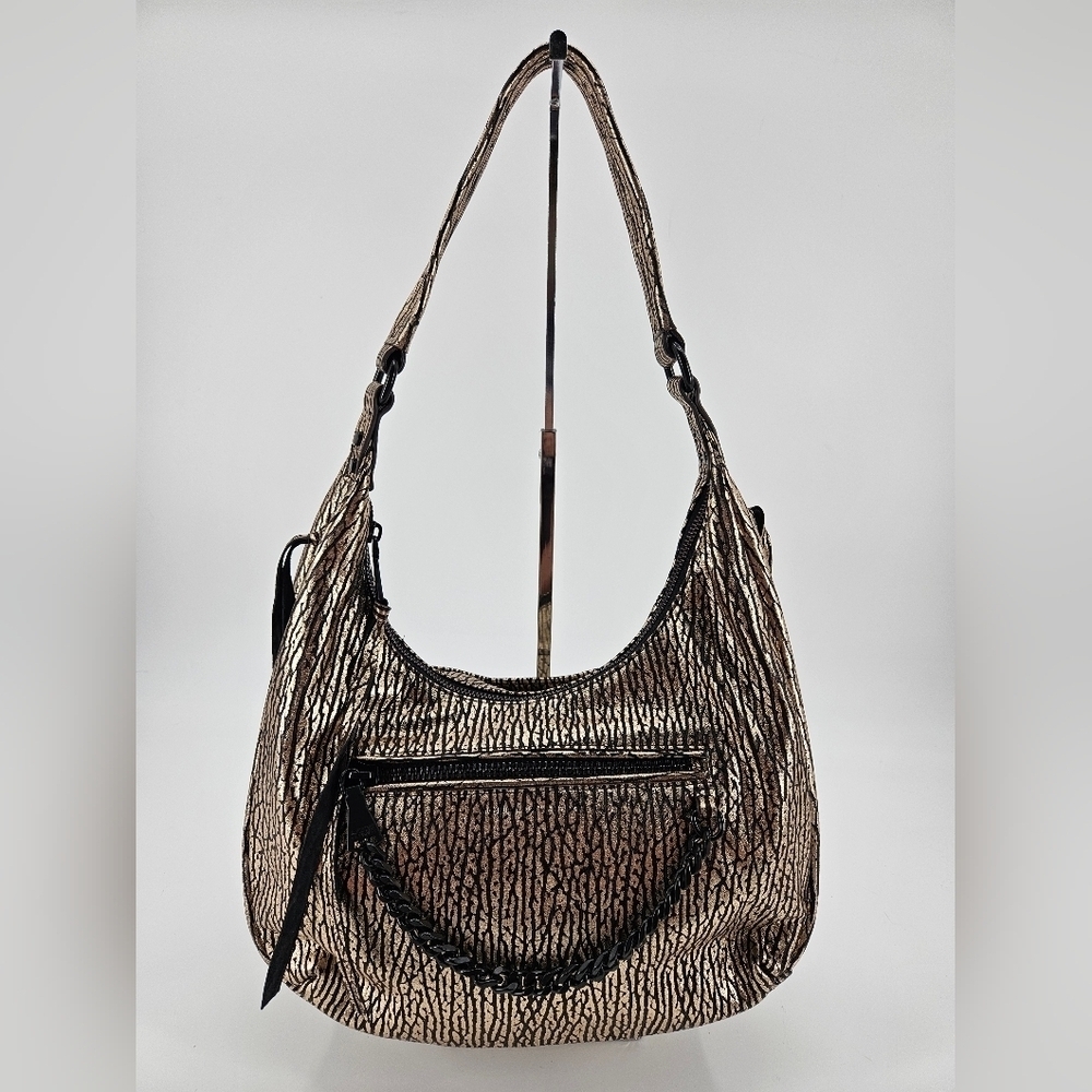 Aimee Kestenberg Leather Shoulder / Hobo Rose Gold & Black Purse Bag